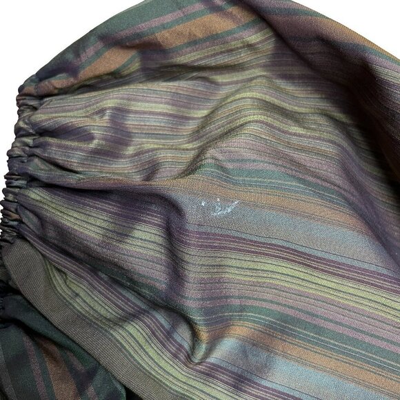 ALBERT NIPON VTG 70's Balloon Sleeves Chocolat Brown Green Taffeta Tent Dress S - Picture 12 of 12